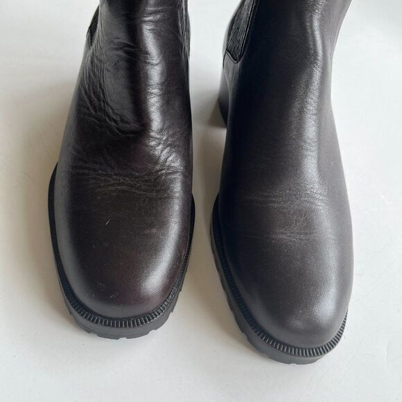 Cole Haan Dark Brown Leather Chunky Heeled Ankle‎ Riding Boots Womens Siz… - Picture 3 of 7